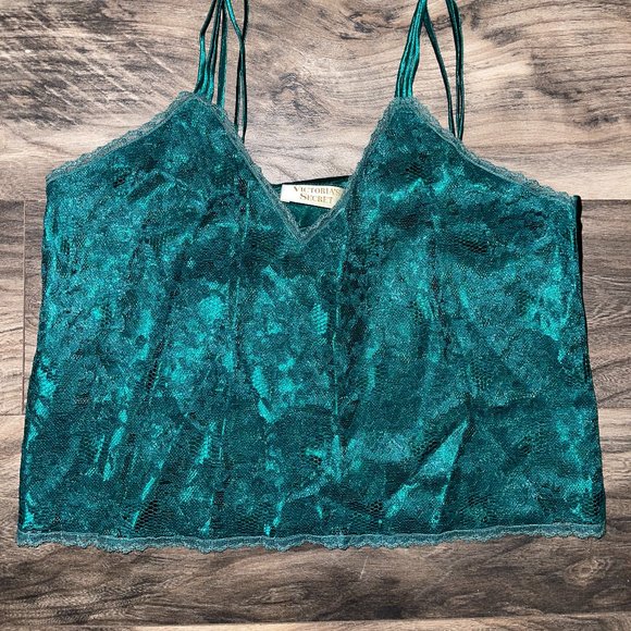 Victoria's Secret Tops - Women's Vintage Victoria's Secret Green‎ Lace Overlay Cami Size S